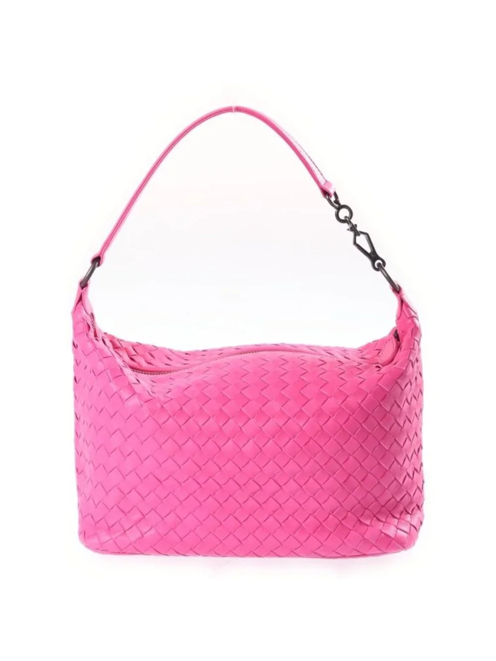 Bottega Veneta Intrecciato Zip Hobo Handbag Pink Leather